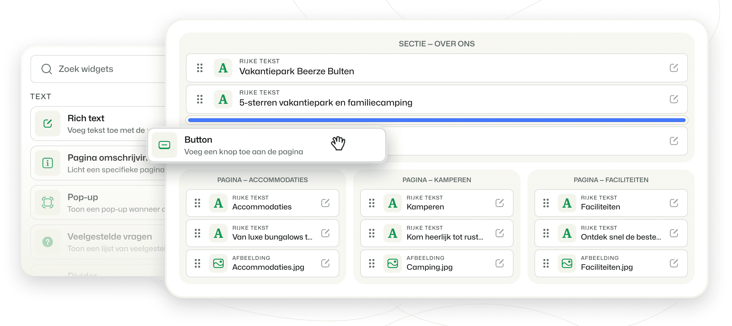 Booking Experts CMS Verhuur Website Pagina Editor