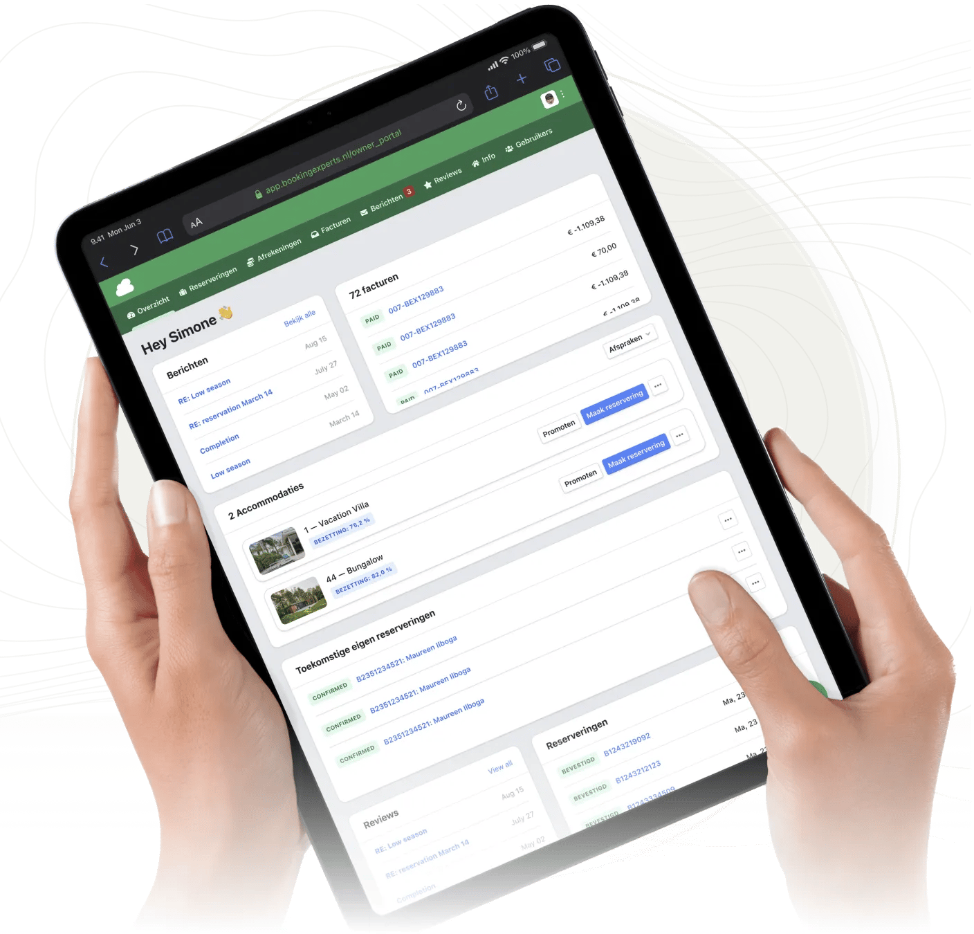 Booking Experts Reserveringssysteem eigenarenmodule