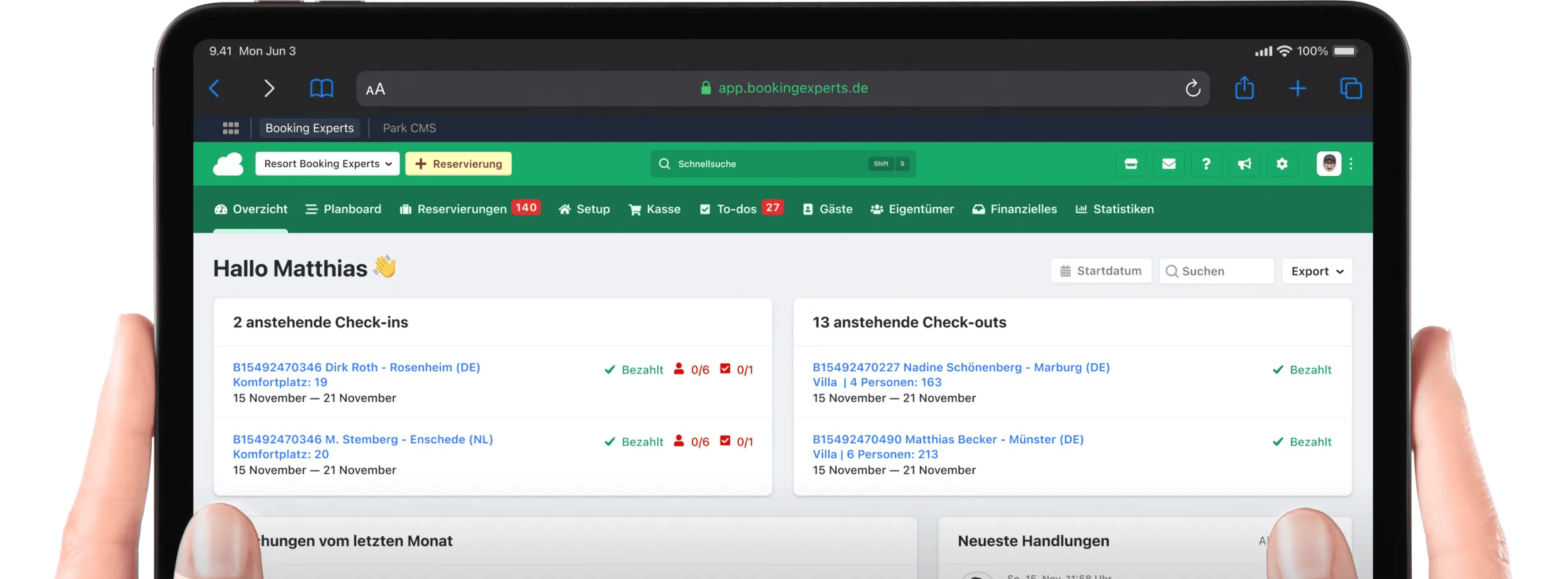 Booking-Experts-PMS-Buchungssystem-Dashboard
