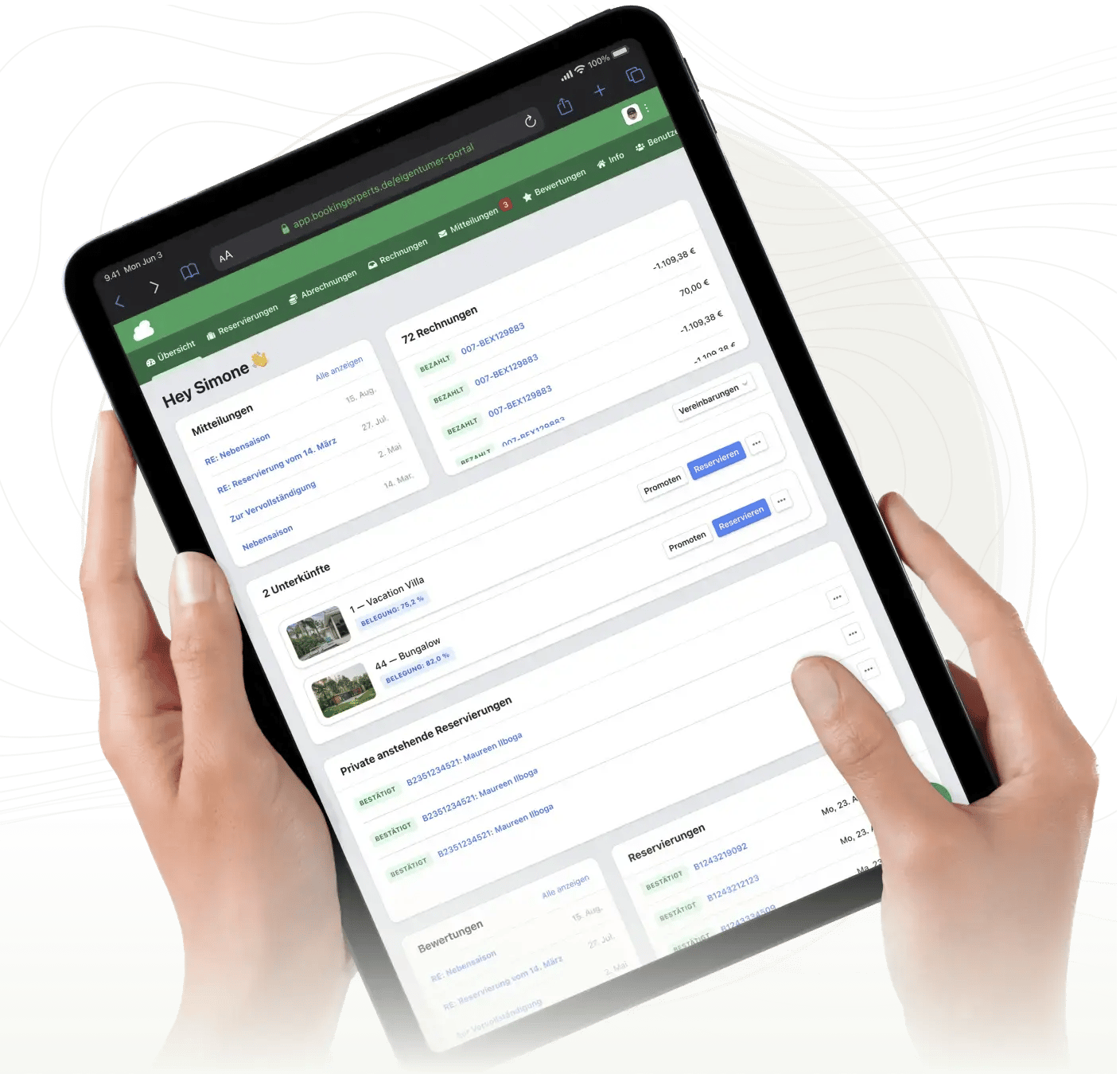 BEX PMS Owner Portal Dark DE
