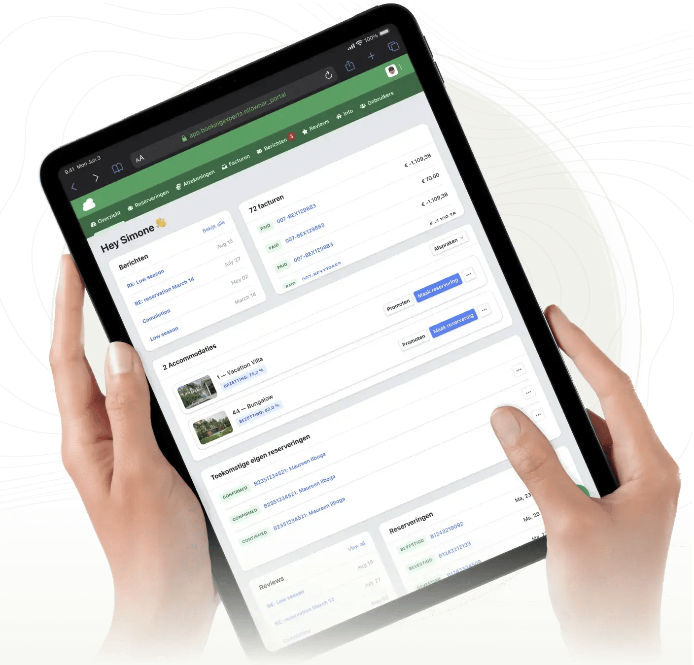 BEX PMS Owner Portal Dark NL
