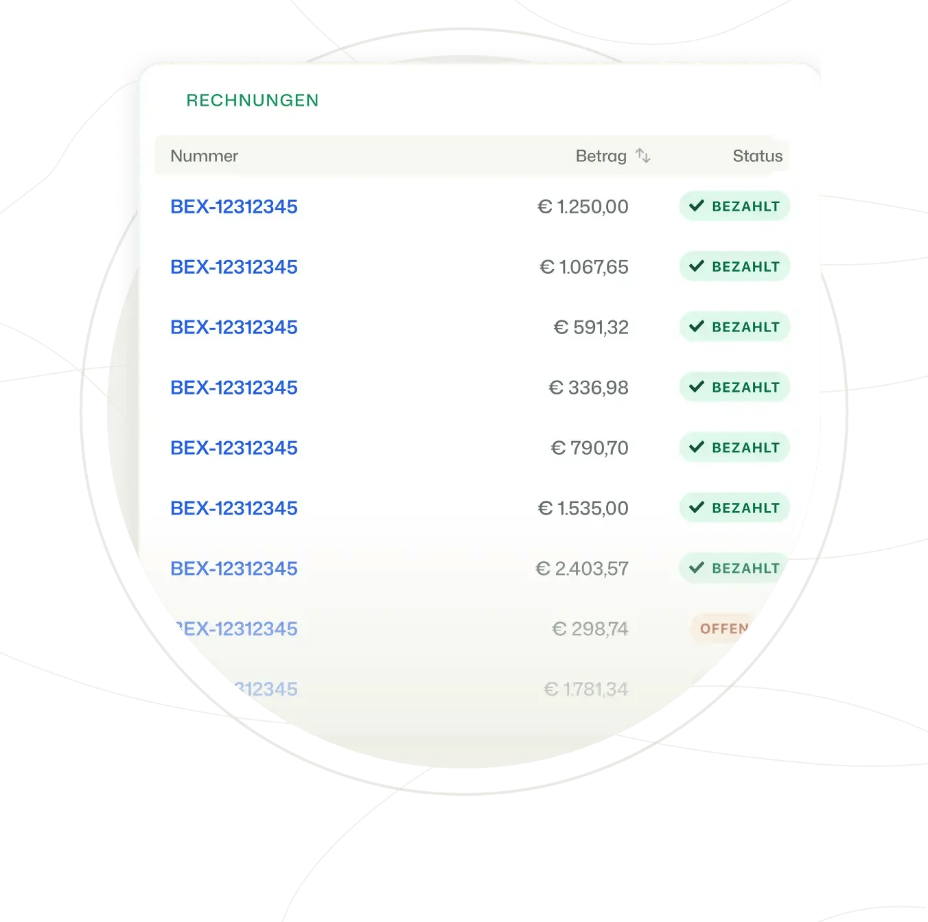 BEX PMS Finance Invoices DE