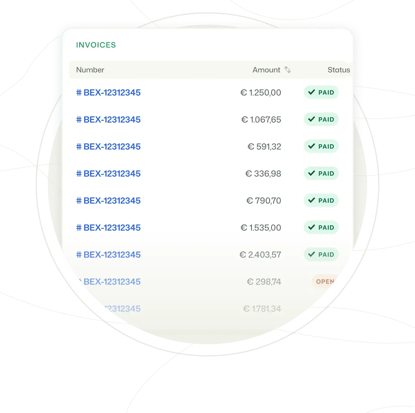 BEX PMS Finance Invoices EN