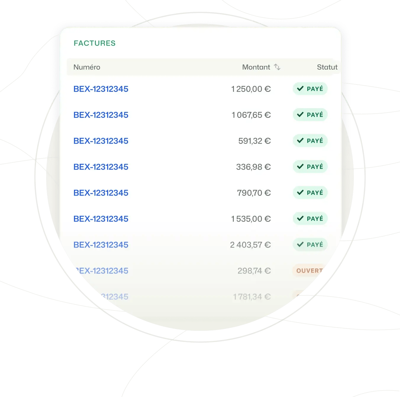 BEX PMS Finance Invoices FR