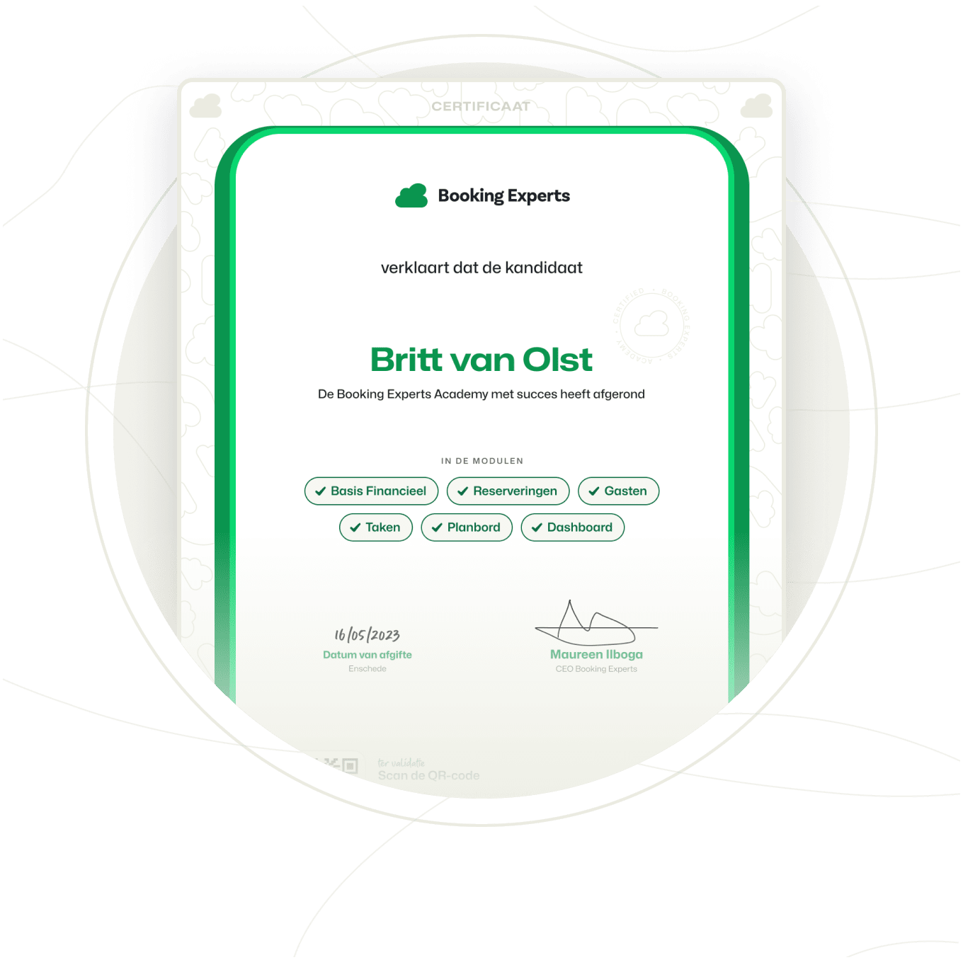 Booking Experts Support Customer Succes Academy Certificate