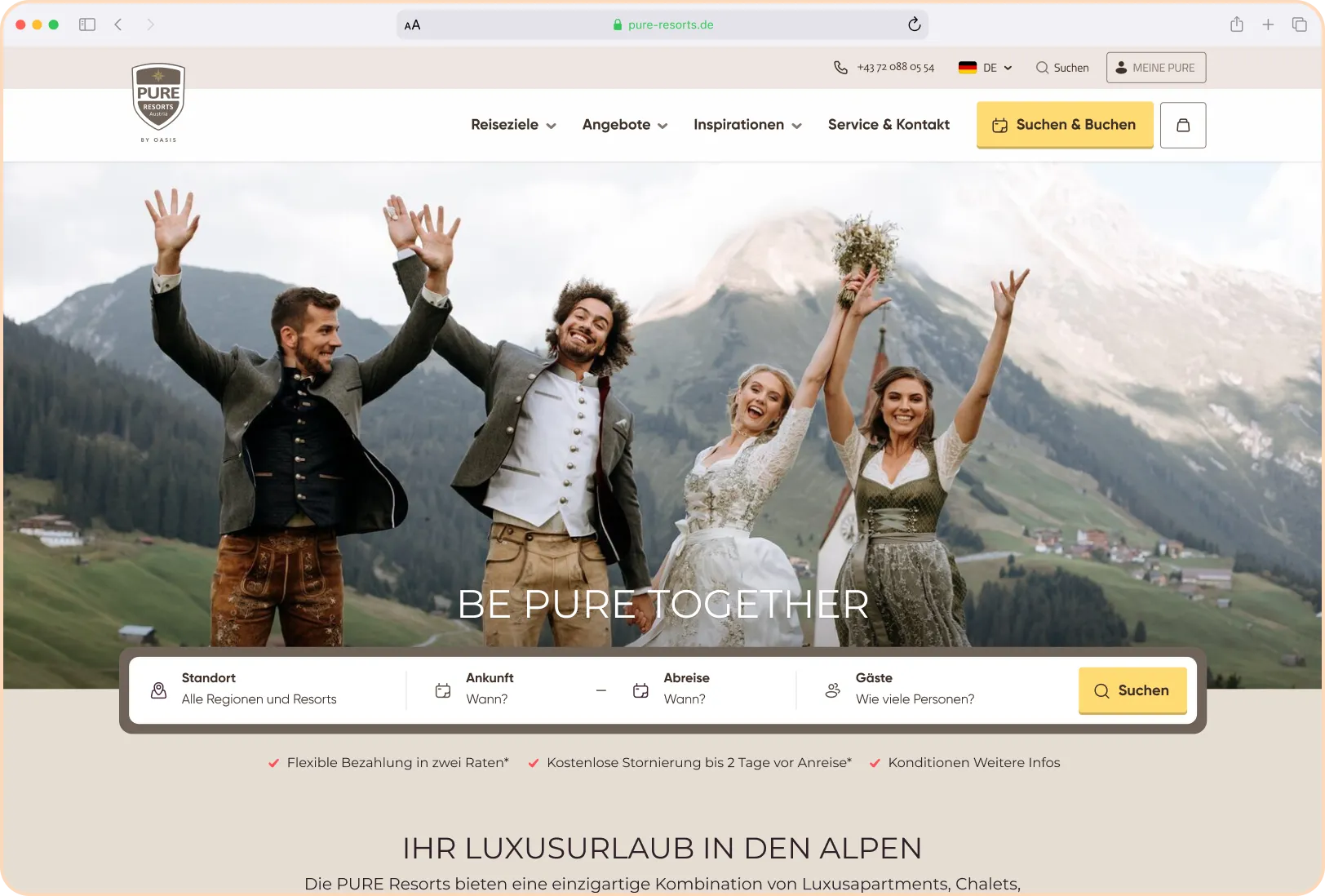 BEX CMS Website Pure Resorts